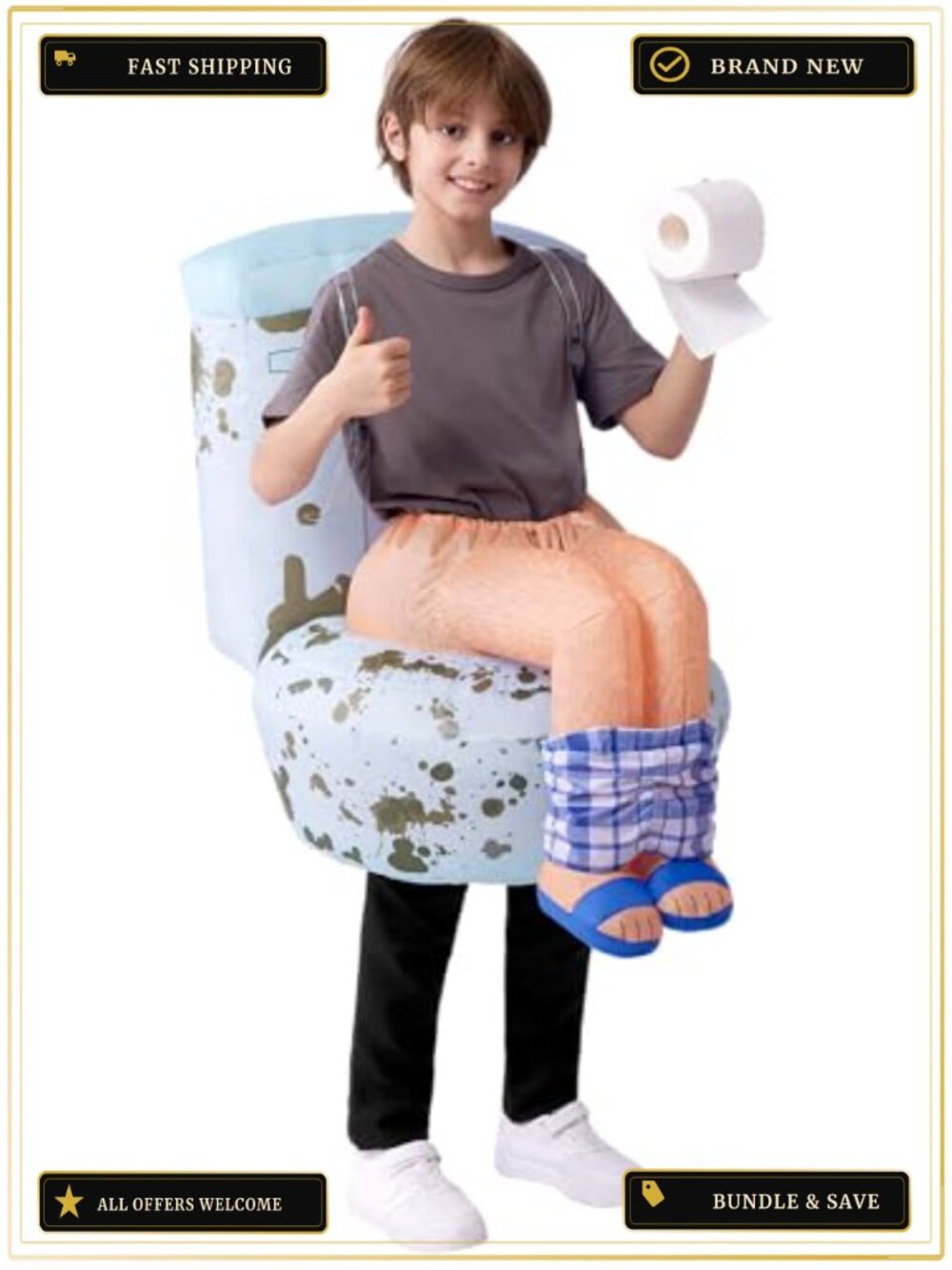 Kids Halloween Inflatable Costume Toilet Suit One Size
